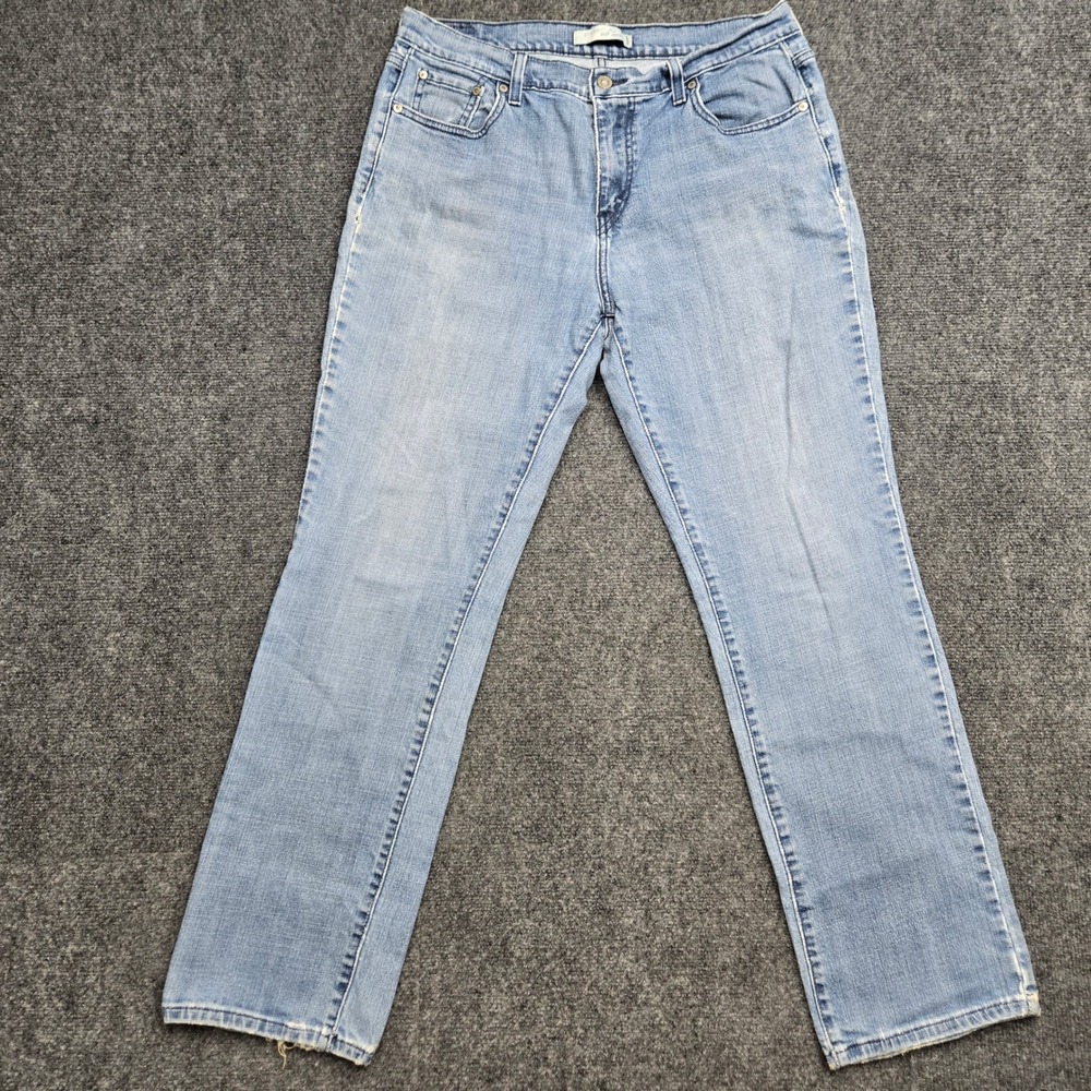 Levis 505 Straight Leg Jeans Light Wash Denim Womens Size 14M 34x30 Stretch